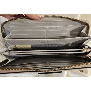 KATE SPADE Neda Grove Street Knowledge Full‎ Zip Long Continental Wallet Grey